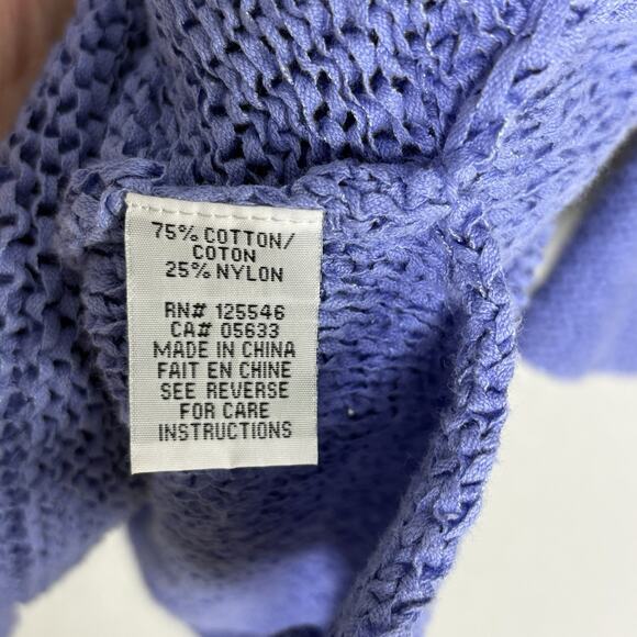 Habitat Tunic Sweater XL Open Knit 3/4 Sleeve Artsy Lagenlook Periwinkle - Picture 4 of 5